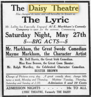 Lyric Theatre - MAY 27 1911 AD INDICATING NAME CHANGE